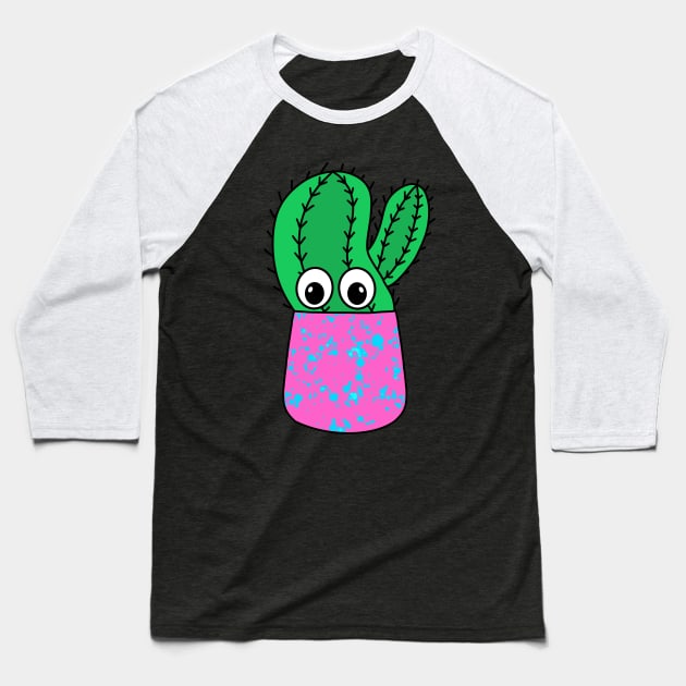 Cute Cactus Design #319: Cactus In Paint Splattered Pot Baseball T-Shirt by DreamCactus